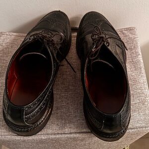Classic Men's Black Leather Wingtip Dress Shoes